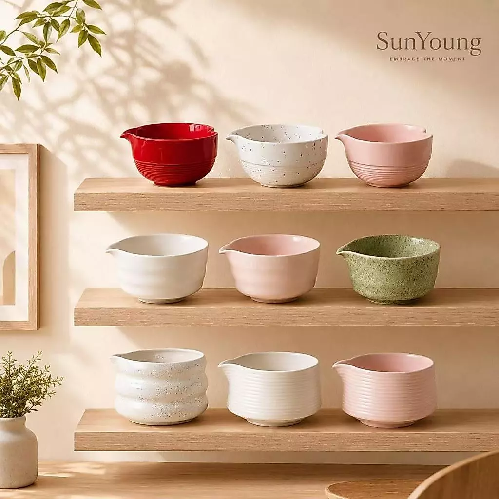 SunYoung ถ้วยมัทฉะเซรามิก 1 ชิ้น Matcha Bowl Chawan ถ้วยชา สไตล์ญี่ปุ่น โฮมคาเฟ่