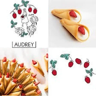 AUDREY รสนม มีสตอเบอรี่ หวานอมเปรี้ยว อร่อยลงตัว “รูปกรวยสตอเบอรรี่” กล่อง8ชิ้น