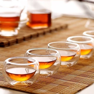 แก้วชา ถ้วยจอก สองชั้นทนความร้อน Tea Cups #V-0017
