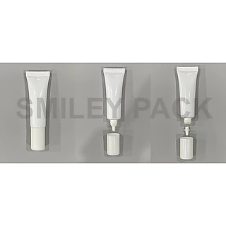 หลอด 10 กรัม สีขาว เคลือบเงา ฝา Long Screw สีขาว + จุกแหลมถอดได้ (19X70)