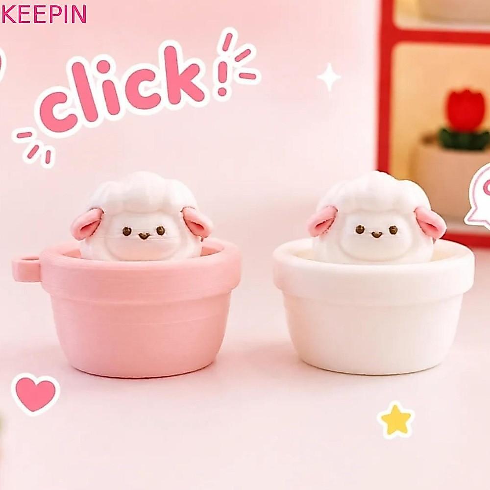 KEEPIN Clicker Fidget พวงกุญแจ, ปุ่มนิ้วน่ารักคลิกของเล่นบรรเทาความดัน, นุ่มช้า Rebound ตลกการ์ตูนสัตว์ปุ่มกด Click พวงกุญแจของขวัญสําหรับเด็ก