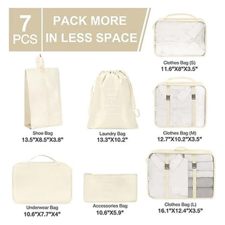 7 ชิ้น ออแกไนเซอร์ กระเป๋าเก็บของ ถุงเก็บซิปหนา ชิ้นกระเป๋าจัดระเบียบใส่เสื้อผ้า ถุงใส่ผ้า กระเป๋าเดินทาง