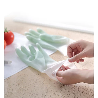 Hithome ถุงมือทำความสะอาด ถุงมือล้างจาน กันน้ำ เหนียวและทนทานใช้งานง่าย