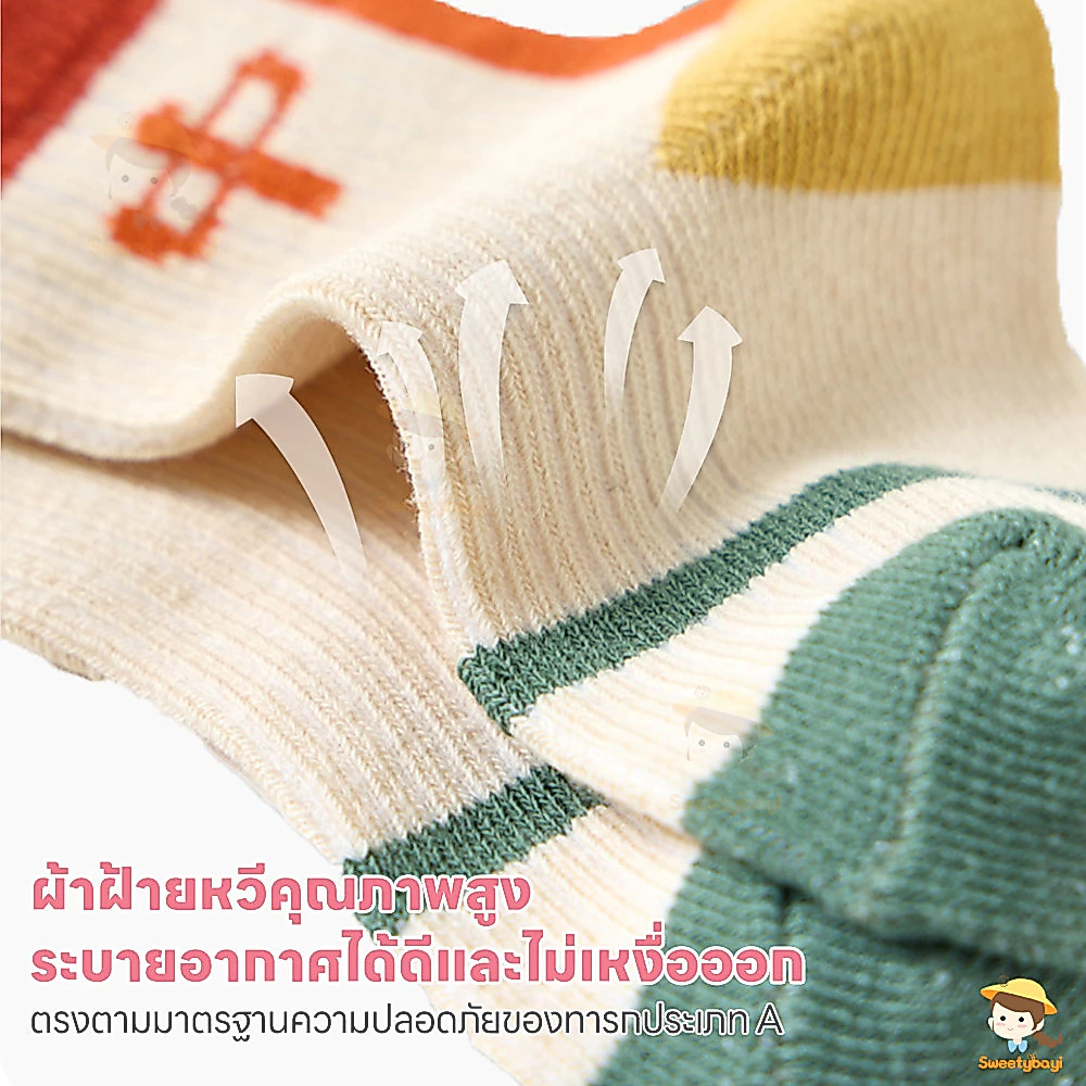 SWEETYBAYI 5 คู่/ชุด ถุงเท้าเด็ก ถุงเท้าทารก ยืดหยุ่น สำหรับเด็ก เซตถุงเท้า นุ่มสบาย ถงเท้าเด็ก thumbnail 8