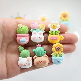 เครื่องประดับ พวงกุญแจ จี้รูปดอกไม้ กระบองเพชร ดอกทานตะวัน แวววาว DIY สําหรับตกแต่งตู้เย็น