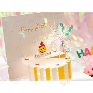 การ์ดเค้กวันเกิด 3 มิติ การ์ดอวยพรป็อปอัพ ลายน่ารักสดใส อวยพร วันเกิด วันพิเศษ ฟรีสติ๊กเกอร์
