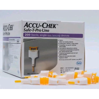 เข็มเจาะเลือดน้ำตาลปลายนิ้ว Accu-Chek Safe T Pro UNO 200ชิ้น/กล่อง expire 01-09-2029