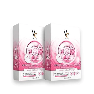 ( 1 แถม 1 ) มาส์กหน้า VC น้องฉัตร Ratcha Vit c bio facial mask Mask / Vit C Glassy Facial Mask (บรรจุ 6 แผ่น)