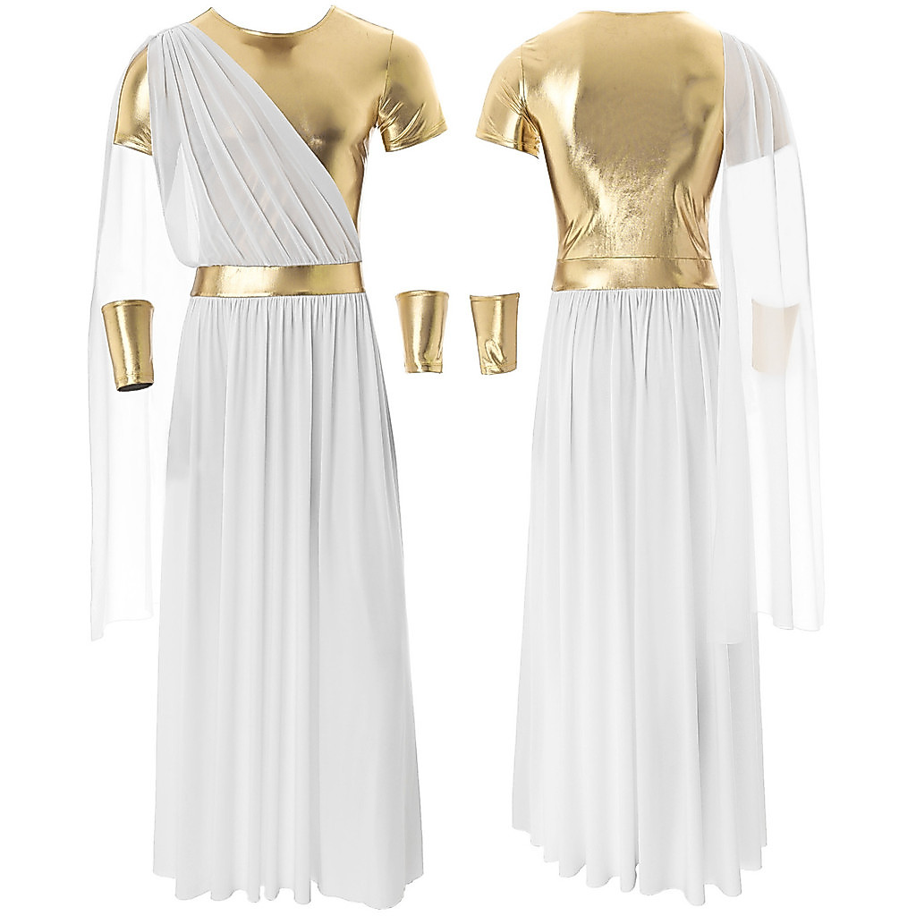 Yeahdor Greek Toga เครื่องแต่งกายสําหรับผู้ชายฮาโลวีนคอสเพลย์เสื้อคลุมสีขาวโบราณพร้อมสายรัดข้อมือ