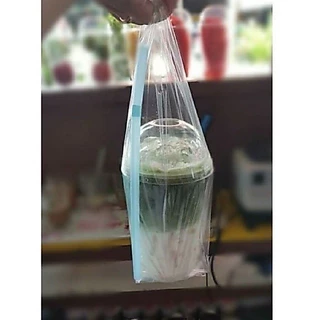 (x5ห่อ)*ถุงหิ้วแก้ว LL ใส เหนียว16-22oz. ตรานางฟ้า(100ใบ/ห่อ)