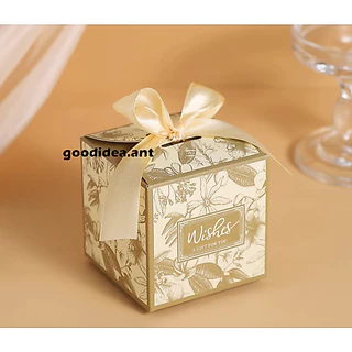 GIDA✏️พร้อมส่ง กล่องของขวัญ กล่องพิมพ์ลายดอกไม้ ใส่ของชำร่วย กระดาษพิมพ์ลาย(แพ็ค100PCS)