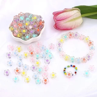 50ชิ้น Multicolor อะคริลิคลูกปัด Sunflowers Spacer สําหรับสร้อยคอมือสร้อยข้อมือและเครื่องประดับ DIY Handmade อุปกรณ์เสริม