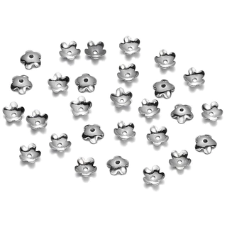 St. kunkka 20-50 ชิ้นสแตนเลส Receptacle หลายสไตล์ดอกไม้ลูกปัดฐานดอกไม้ Spacer ลูกปัดสําหรับ DIY สร้อยข้อมือสร้อยคอทํา