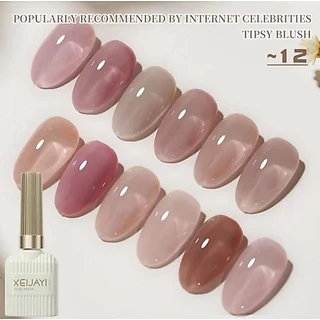 "พร้อมส่ง" ชุด 12 สีเจลไซรัป สีนุ้ดชมพูแบน Xeijayi ขนาด 15ml