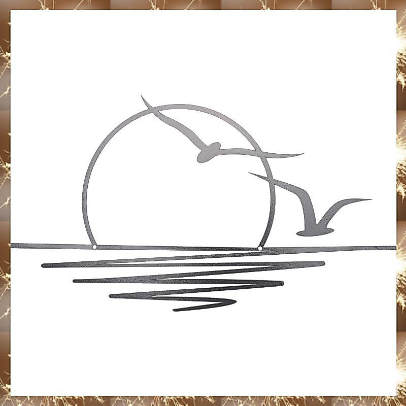 (Y OK N)Sunrise Metal Wall Art, Sun และ Seagulls Wall Decor, Metal Wall Decor, บทคัดย่อ Sunset Home 