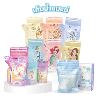 Brusta ถุงเก็บน้ำนม Disney ซิปล็อค 2 ชั้น หนาพิเศษ กันรั่วซึม ปลอดสาร BPA ขนาด 5oz/8oz