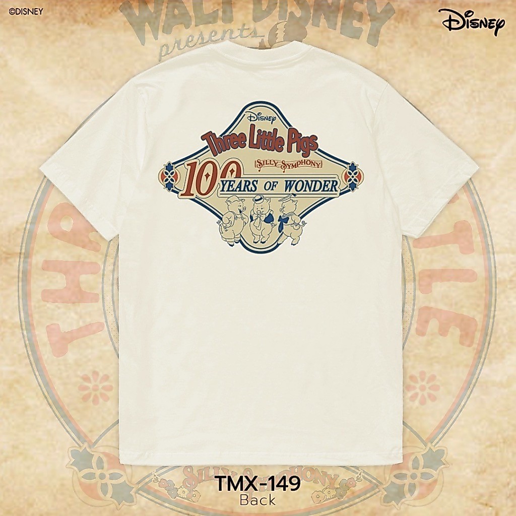 Power 7 Shop เสื้อยืดการ์ตูน "ลูกหมูสามตัว" (The Three Little Pigs) คอลเลคชั่น "Disney Classics" (TMX-149-สีครีม) — صورة 4