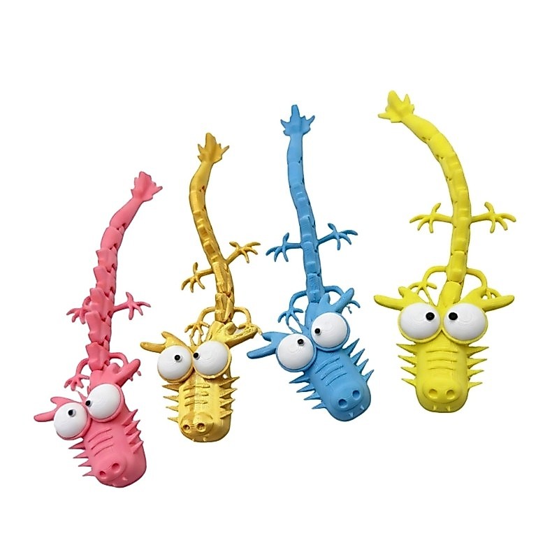 ONE 4 ชิ้น 3D พิมพ์การ์ตูน Articulated Dragon ตุ๊กตาสําหรับความเครียดบรรเทาและสนุก