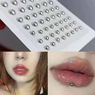 Piercing Jewelry Sticker สติ๊กเกอร์จิว 3D แบบไม่เจาะ หมุดกลม สีเงิน สีทอง ใช้ตกแต่งใบหน้า มีกาวในตัว ติดแน่น