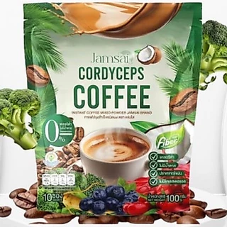 แท้💯☕กาแฟแจ่มใสห่อเขียว ไฟเบอร์แจ่มใส Jamsai Cordyceps Coffee fiber ☕️ ( ขนาด10 ซอง )