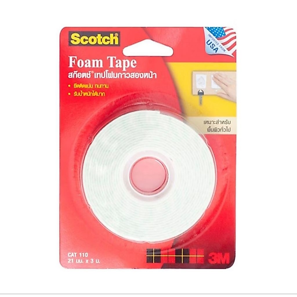 เทปโฟม โฟมเทป กาว 2 หน้า 3M SCOTCH เบอร์ 110 กว้าง 21 มม. ยาว 3เมตร