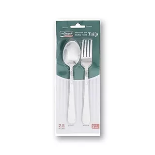 Seagull ช้อนส้อม หนา 2.5 มม. 2 คู่ ตรานกนางนวล ช้อนส้อมสแตนเลส ทิวลิป ออร์คิต จัสมิน