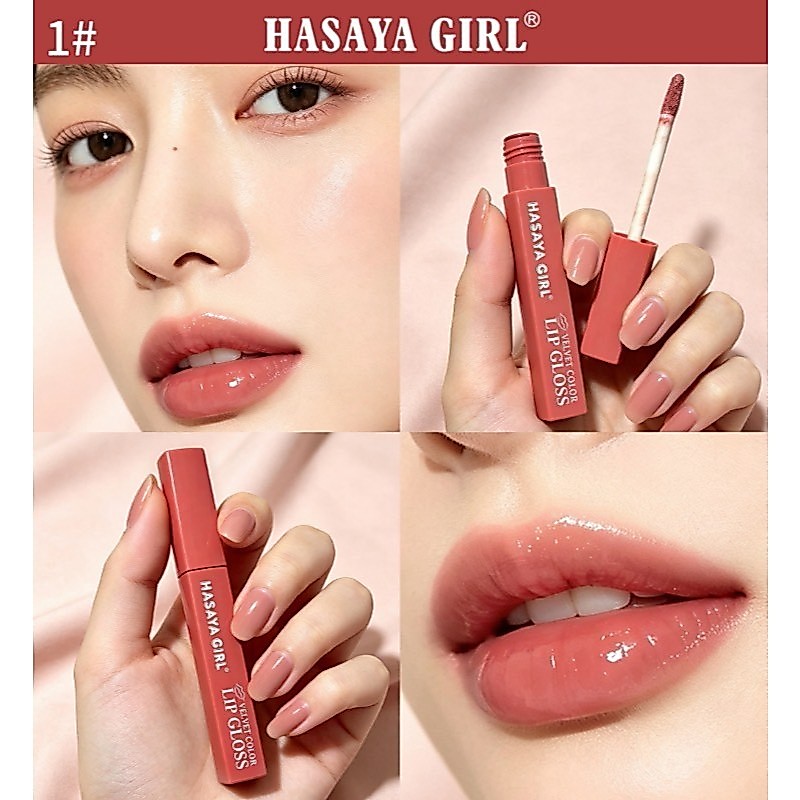 JH-3878 HASAYA GIRL ลิปกลอสเนื้อกำมะหยี่ เนื้อลิปนุ่ม เกลี่ยง่าย ให้สัมผัสบางเบา