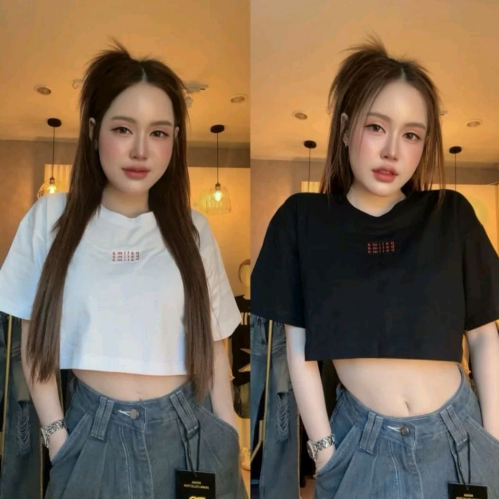 Patima เสื้อยืดรุ่นCrop Oversize ครอป โอเวอร์ไซส์ สีดำ