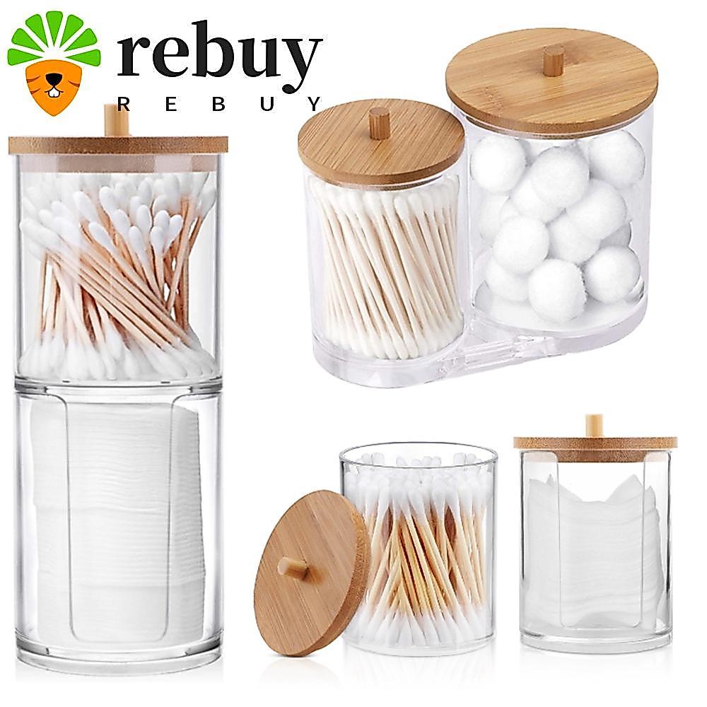 REBUY Qtips ผู้ถือเครื่องสําอางมัลติฟังก์ชั่แต่งหน้าสําหรับอุปกรณ์ห้องน้ําคอนเทนเนอร์เครื่องประดับผ้