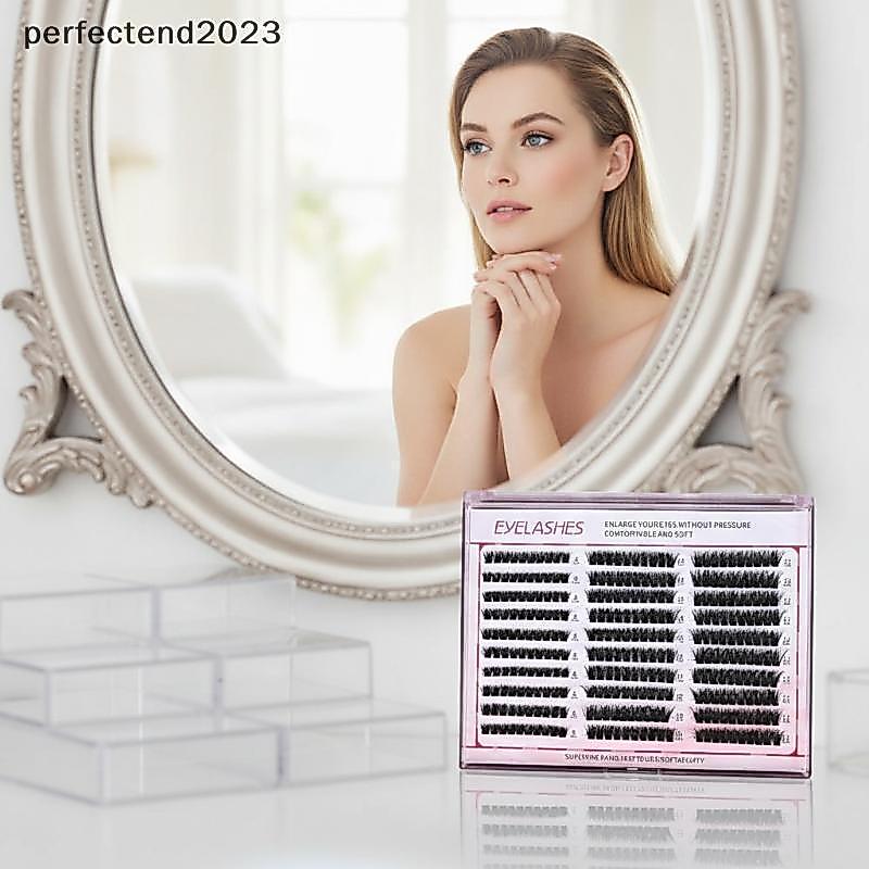 [perfectend] 30PCS Cluster Lash Extensions 60D 80D 100D 8-16 มม.ผสมFluffy Thi ขนตาปลอมสําหรับวันที่ 