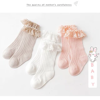 [พร้อมส่ง]ถุงเท้ายาวเด็กอ่อนผ้าบางเบา รุ่นSakura ผ้าระบายอากาศ