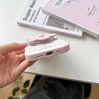 ปลอกTPU Coverใช้งานร่วมกับiPhone 13 14 14Pro 14ProMax 15 15Pro 15ProMax 16 16Pro 16ProMax 17Pro 17ProMaxดอกไม้สีชมพูรูปแบบแม่เหล็กกรณี