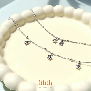 Lilith - Tiny Alphabet w/ star charm (silver) สร้อยคอตัวอักษร จี้ดาว สีเงิน