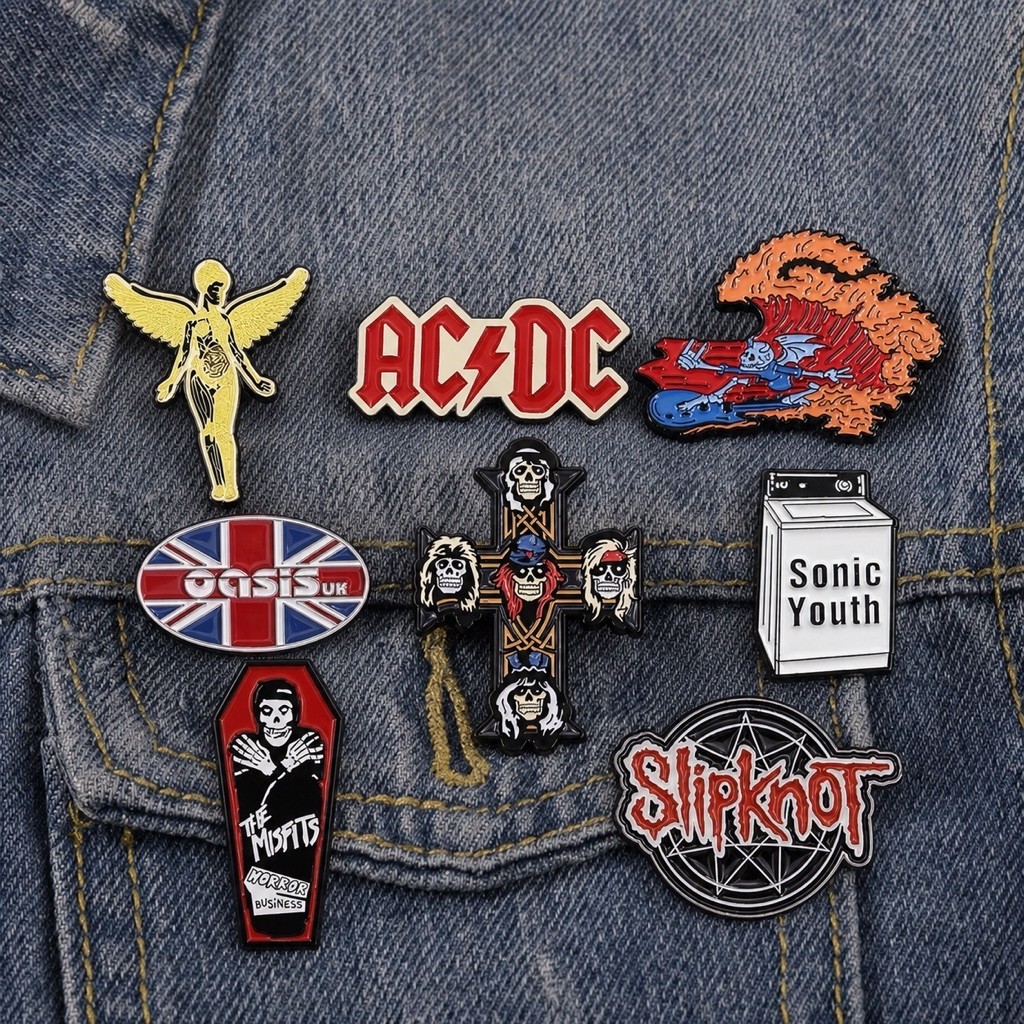 เข็มกลัดโลโก้วงดนตรี วงร็อคสากล Rock Bands 90‘s