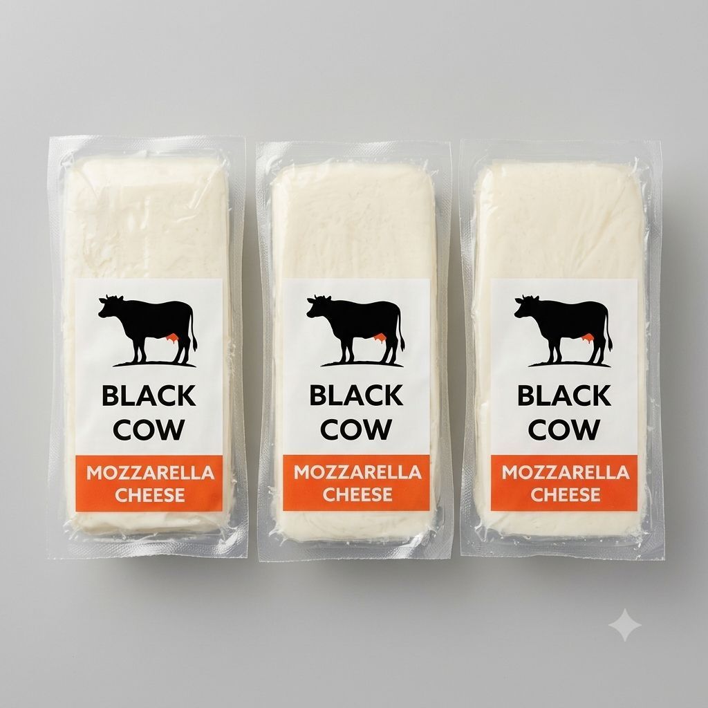 ชีส มอสซาเรลล่า ตราแบล็คคาว (Black Cow Mozzarella Cheese) น้ำหนัก 1 กิโลกรัม