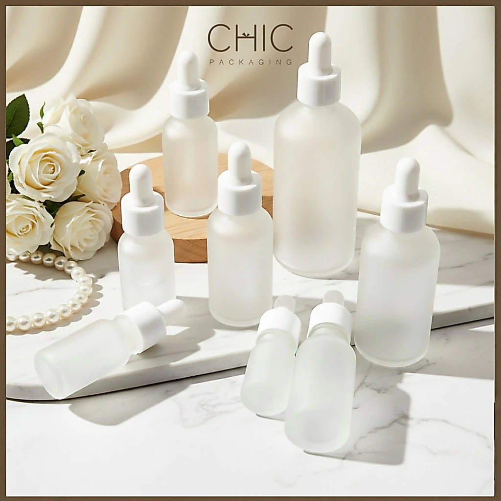 ขวดหยดแก้วสีขาวหมอก ขนาด5/10/15/20/30/50ml ขวดดรอปเปอร์ ใส่เซรั่ม ใส่น้ำมันหอมระเหย Frosted Glass thumbnail 5