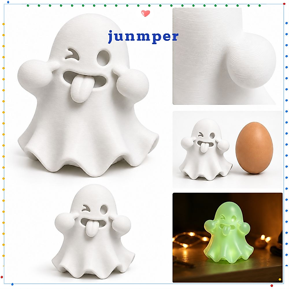 JUNMPER Ghost Figurine, พิมพ์ PLA Playful Expression Ghost รูปปั้น, ของขวัญเรืองแสงใน Dark Tongue Out ฮาโลวีน Figurine Party Table Decor