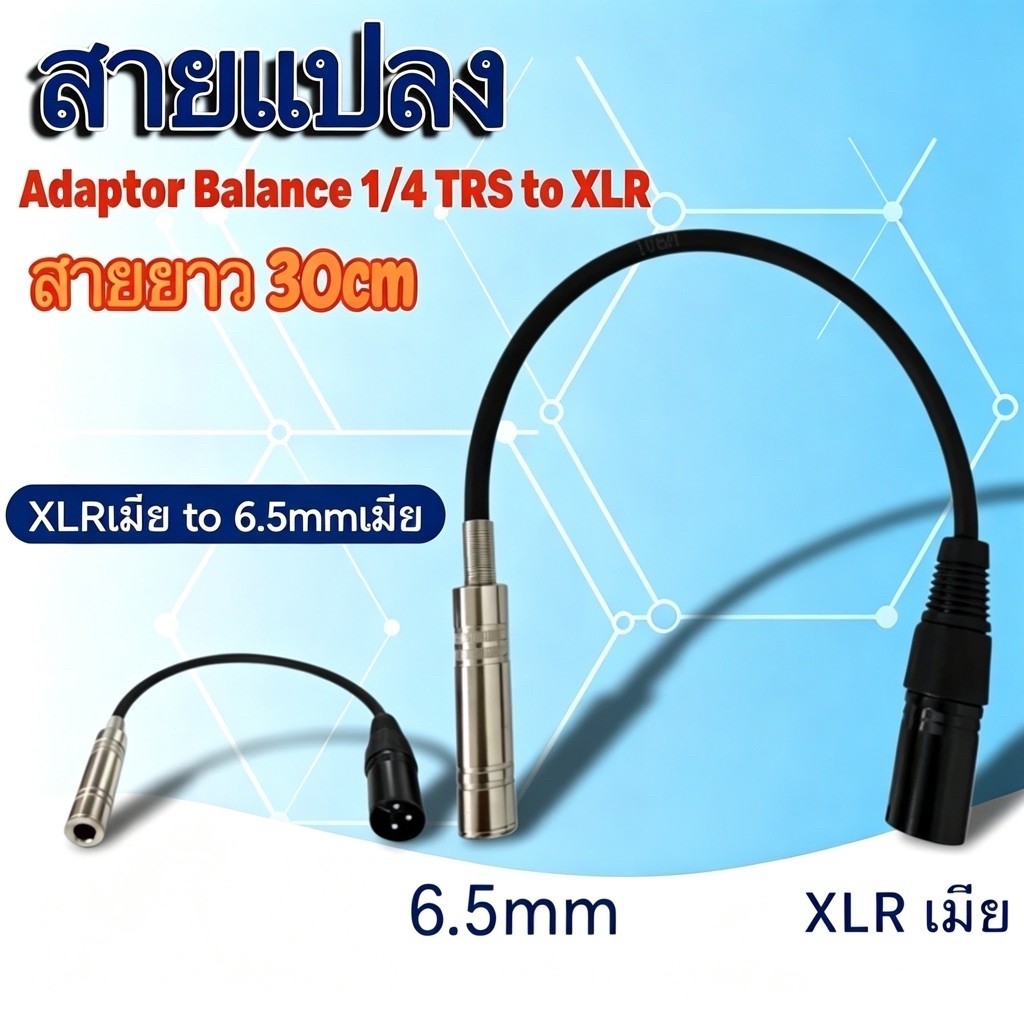 สายแปลงยาว 30cm Adaptor Balance 1/4 TRS (F) to XLR (M) ตัวแปลง
