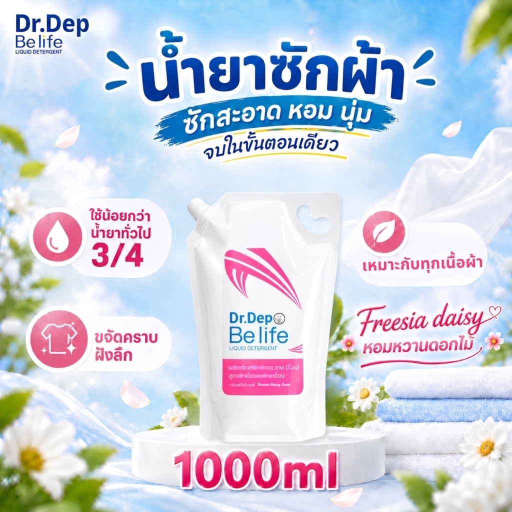 น้ำยาซักผ้า Dr.Dep Belife กลิ่น Freesia Daisy