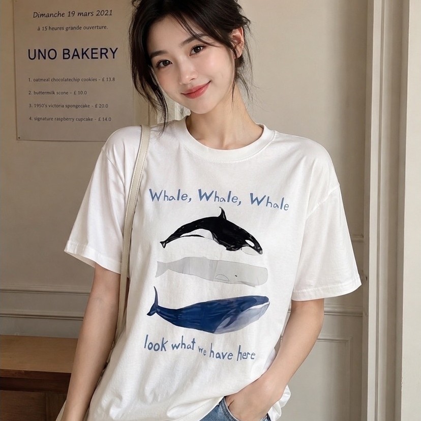 เสื้อยืดป้าย Tag It’s me basic screen Whale Whale Whale