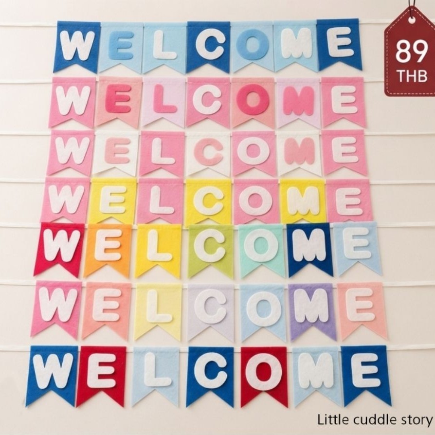 ธงWELCOMEผ้าหลาดชุดละ 89 บาท(WELCOME Flag Banner - 89 THB per Set)