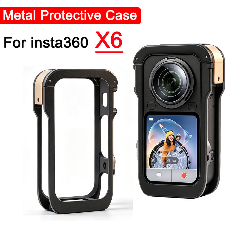 สําหรับ Insta360 X6 กรงโลหะป้องกันกรณีกล้องอลูมิเนียมอัลลอยด์ขยายกรอบอะแดปเตอร์สําหรับ Instra360X6 อ