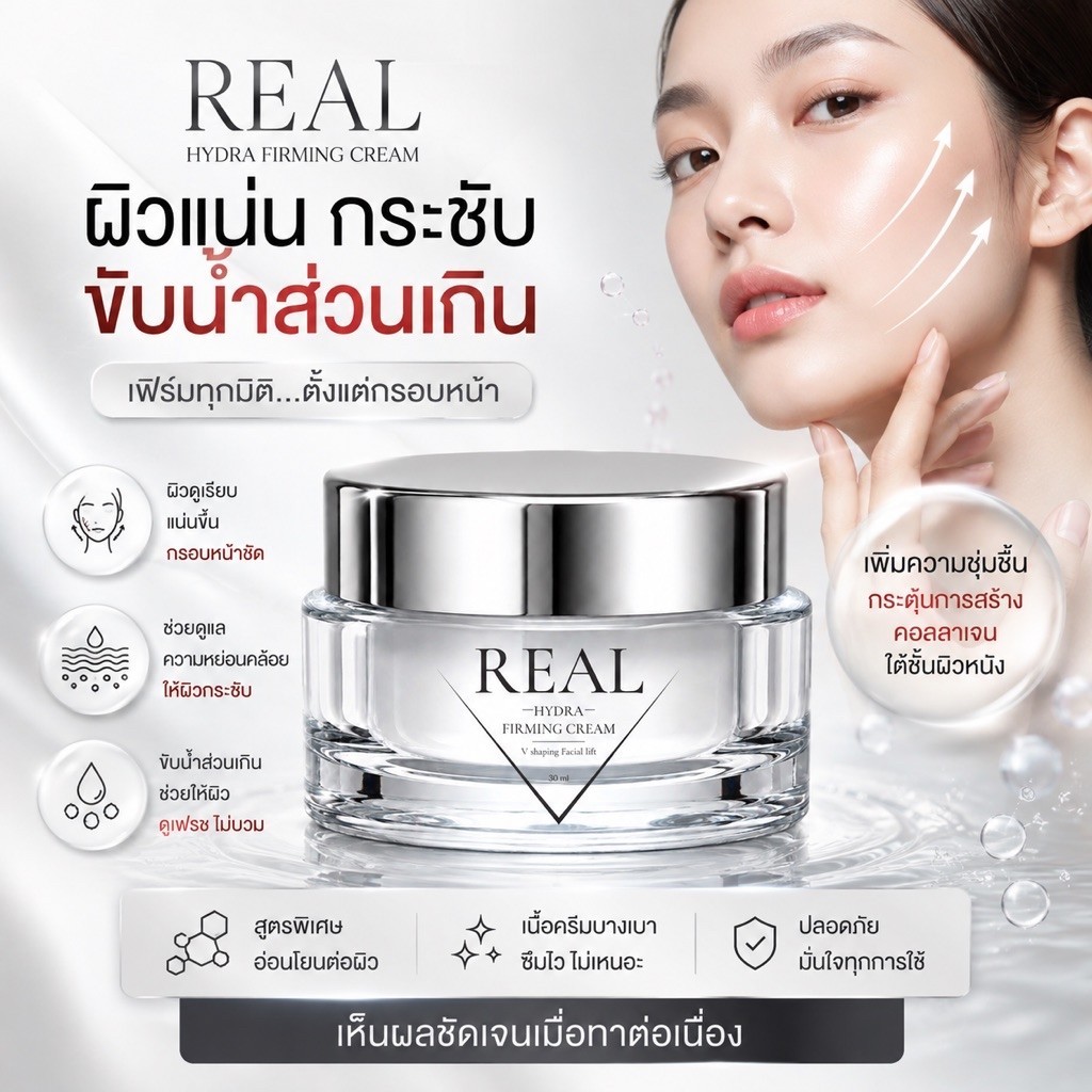 [ครีมเรียล]ครีมหน้าเรียวช่วยสลายไขมันกรอบหน้า ผิวแพ้ง่ายใช้ได้ ปลอดภัยมีอย. โปรโมชั่นส่งฟรี