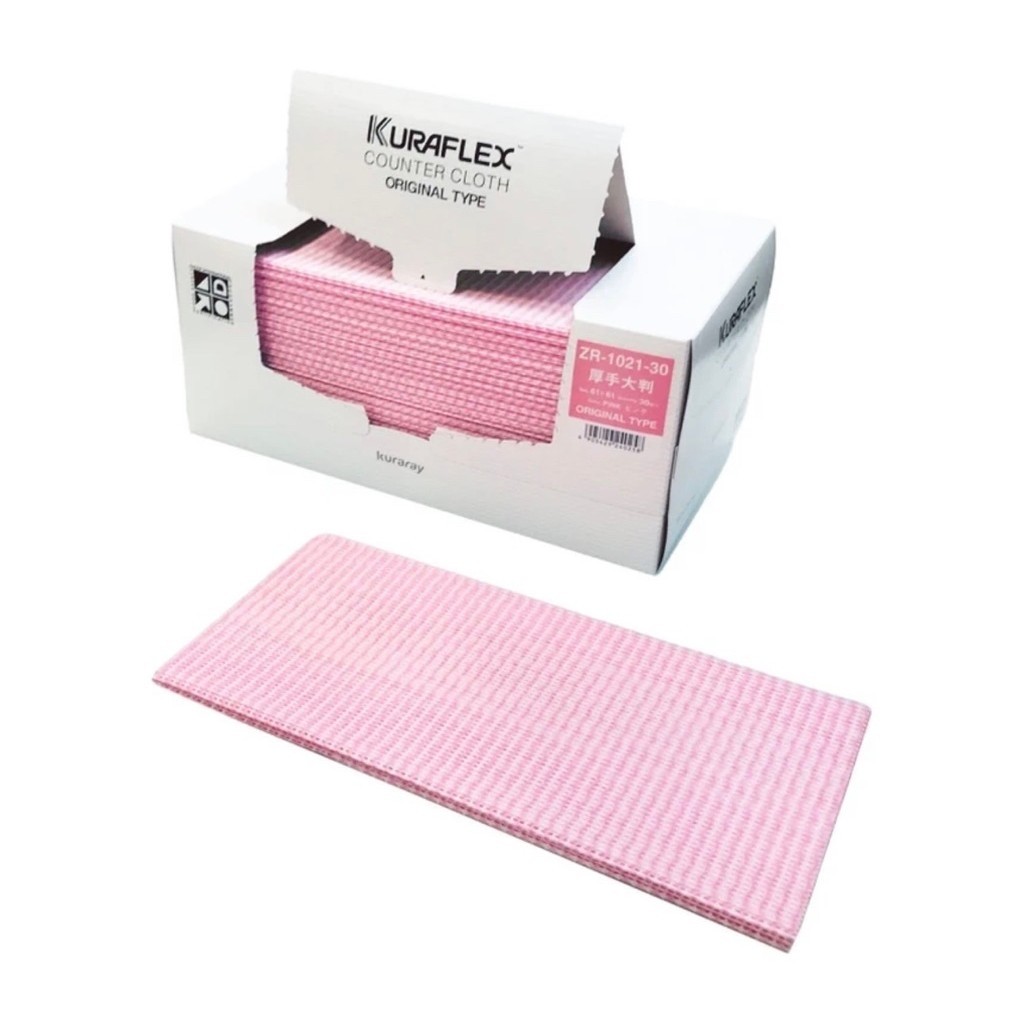 KURAFLEX ผ้าเช็ดโต๊ะฆ่าเชื้อแบคทีเรีย รุ่น ZO จากญี่ปุ่น (แพ็ค 60 ผืน) สีชมพู