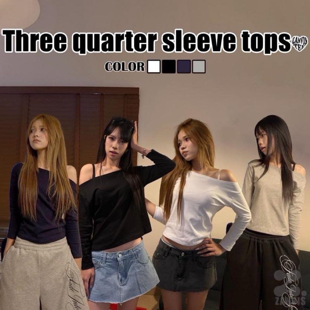 (Zanvis tee) Three quarter sleeve tops เสื้อยืดแขน 3 ส่วน ทรงเข้ารูป ผ้าคอตตอลยูนิ นุ่มยืดเยอะ