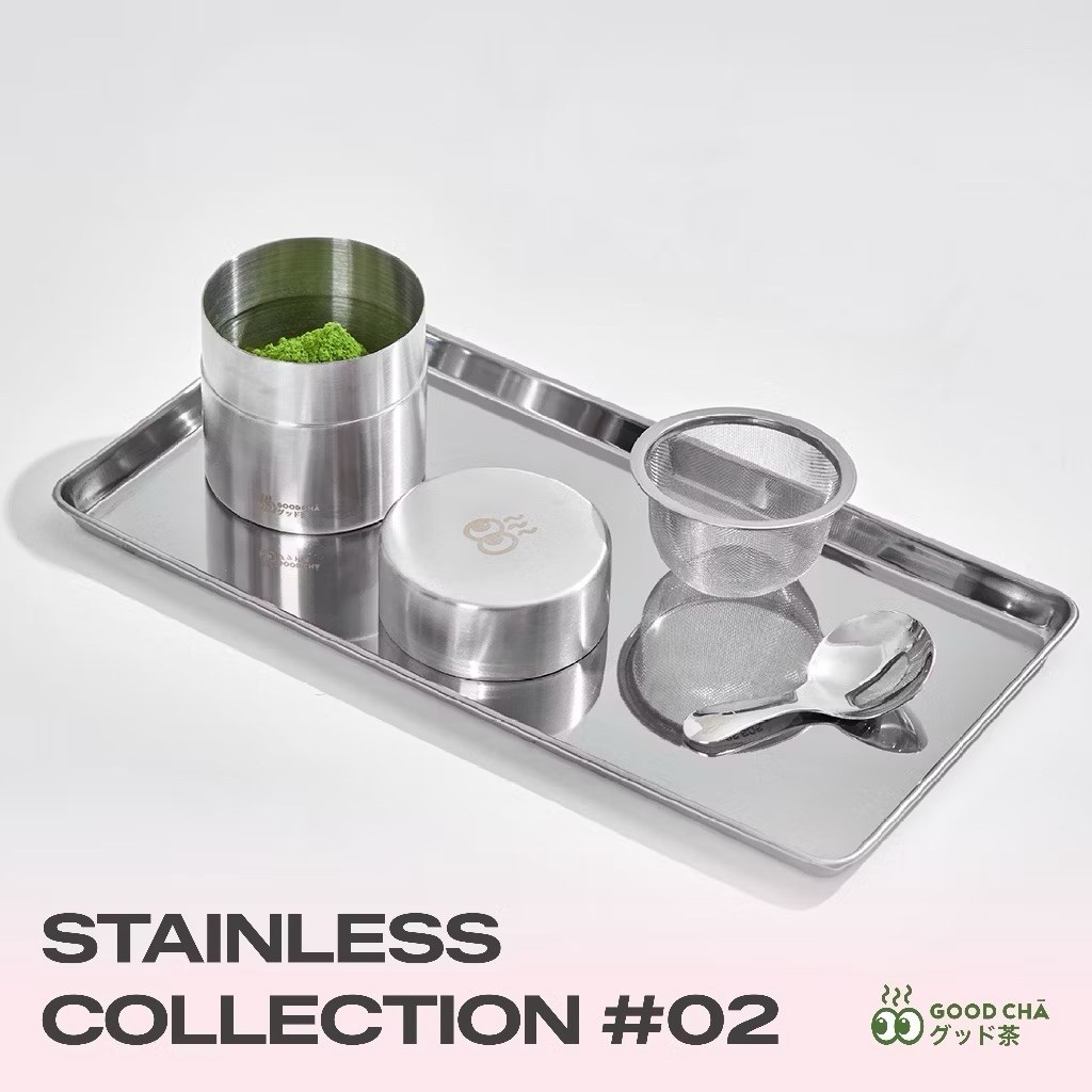 พร้อมส่งใน 🇹🇭GOOD CHA - Stainless Collection ตะแกรงร่อนมัทฉะพร้อมถ้วย และกระปุกใส่มัทฉะ Stainless St