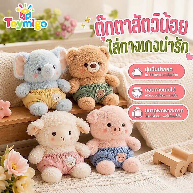 เต่าของเล่นตุ๊กตากํามะหยี่นุ่ม หน้า ผ้าฝ้ายบรรจุออกแบบน่ารักกางเกงที่ถอดออกได้ขนาดกะทัดรัด