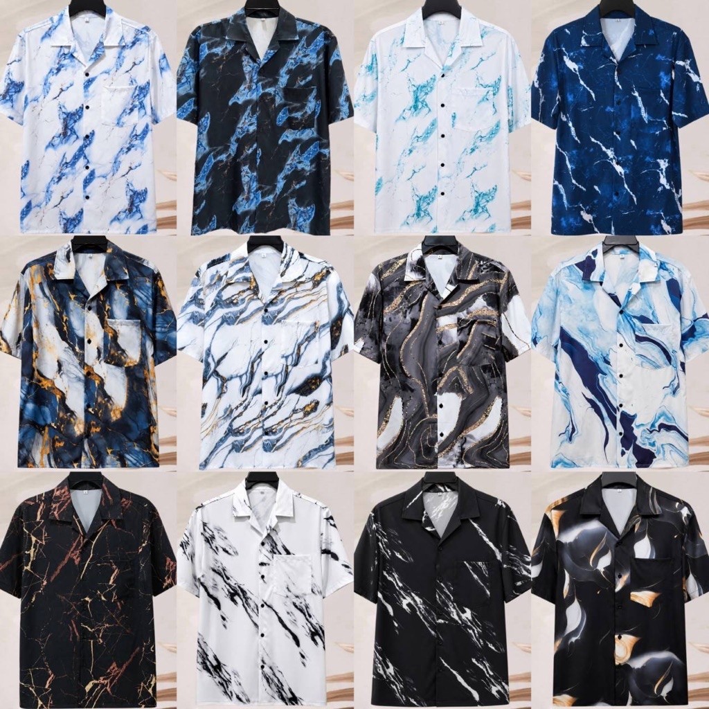 เสื้อเชิ้ตฮาวายรวมลาย ไซส์ M-3XL อก 38-52 นิ้ว ผ้าไหมอิตาลี ผ้านุ่มใส่สบาย (พร้อมส่ง)