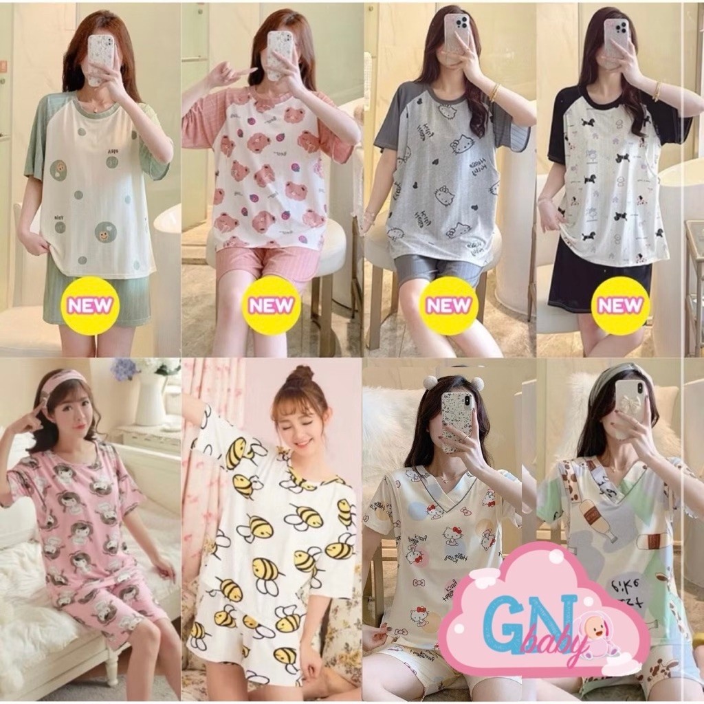 👚 No1.🩳  รวมชุดให้นม ชุดนอนเสื้อพร้อมกางเกงขาสั้น ของลงใหม่เรื่อยๆ เนื้อผ้านุ่มลื่น