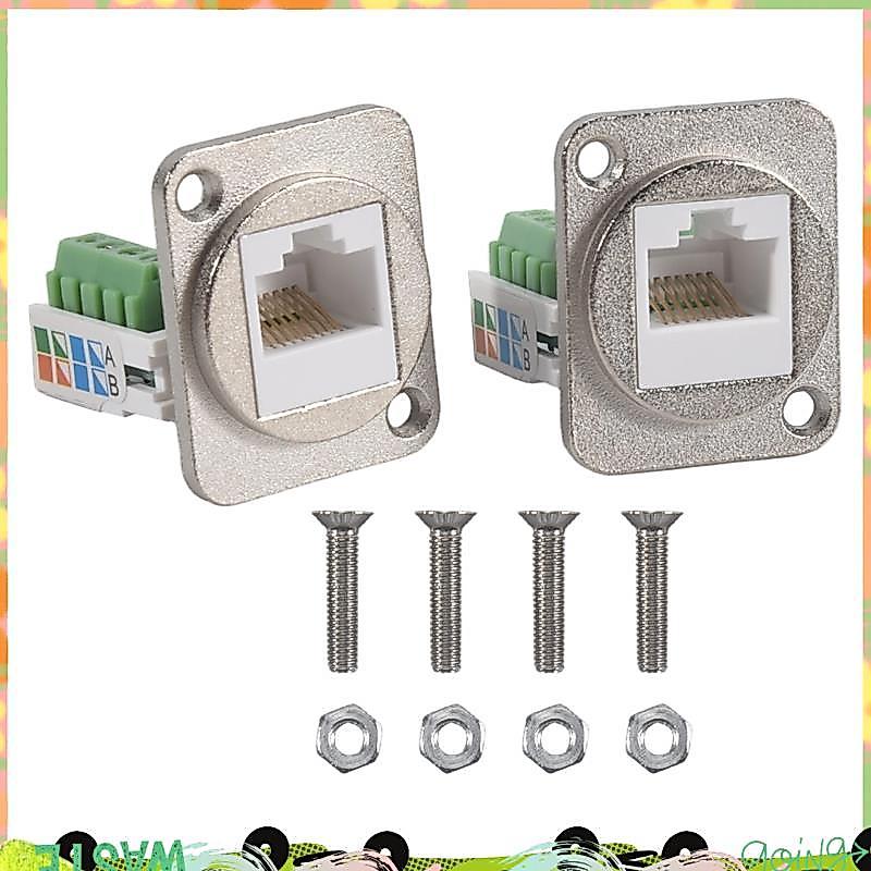 2PCS RJ45 แผง Mount สกรู Terminal อะแดปเตอร์, RJ45/8P8C หญิงแผง Mount Connector, RJ45 Solderless Ter